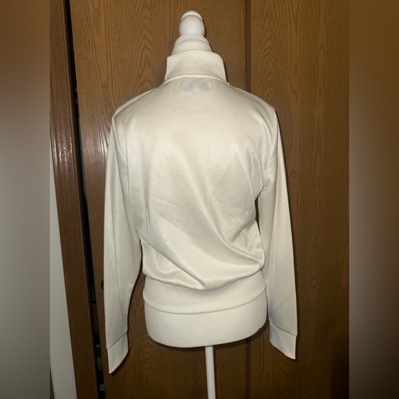 American Apparel Cream Bomber Jacket with Burgundy and Pink Glitter Accents - Picture 6 of 6